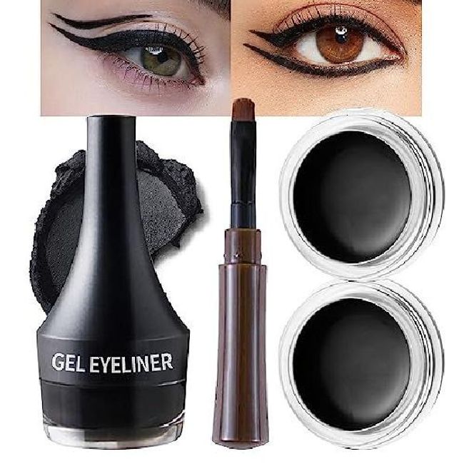 Moist Mall Kaely 2Pcs Black Gel Eyeliner Pen Set Easy To Use Matte Waterproof Pencil Cat Stamp Stencil Tool Shadow Stick Makeup maquillaje delineador