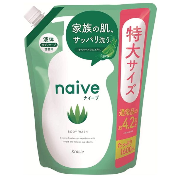 Naive Body Soap Aloe Extract Refill Extra Large Size 1.6L / Kracie Non-paraben Value Size