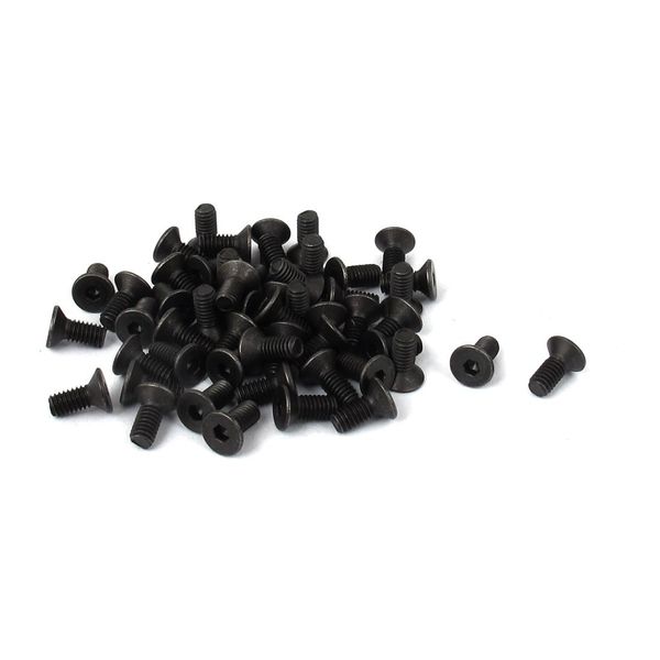 Sourcingmap M2.5x6mm Carbon Steel Countersunk Head Hex Socket Screw 50pcs