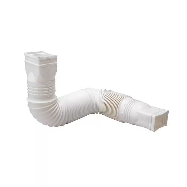 Flex A Spout 55 in. Durable White Vinyl Downspout Extension Rigid Corrugated