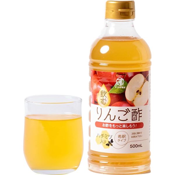 Sukoyaka Shoten Apple Vinegar, Apple Vinegar, Apple, Whole Apple, Fermented, Diluted Solution, Premium, Drinking Apple Cider Vinegar, 16.9 fl oz (500 ml), Additive-free, No Preservative Coloring, 3