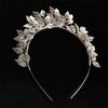Anglacesmade Bridal Leaf Tiara Crown Silver Leaf Headband Handmade Leaf Headpiece for Wedding Prom Party Festival Hair Jewelry (Silver)