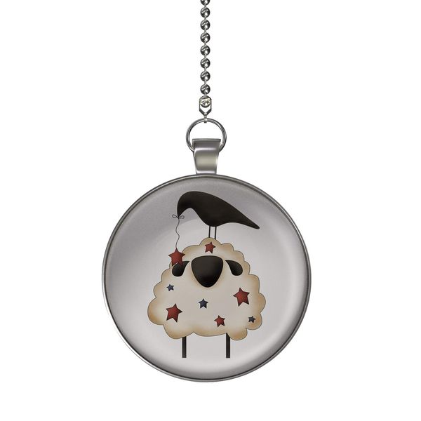Gotham Decor Americana Sheep and Crow Fan/Light Pull Pendant with Chain