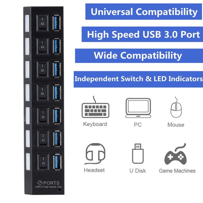 USB Hub 3.0 USB 3 0 Hub Multi USB Splitter 3 Hab Use Power Adapter