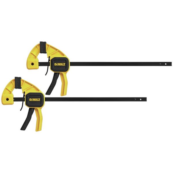 DEWALT Bar Clamp with Trigger, Medium, 12-Inch, 2-Pack (DWHT83158) , Yellow