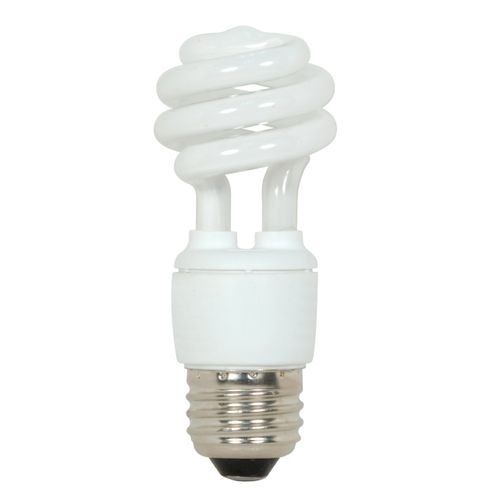 Satco S7211 9-Watt Medium Base T2 Mini Spiral, 2700K, 120V, Equivalent to 40-Watt Incandescent Lamp for Enclosed Fixtures with Energy Star Rated