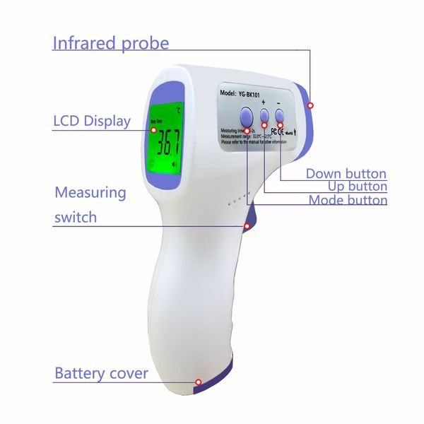 Digital LCD Infrared Thermometer Non-contact Forehead Temperature, 10-pack