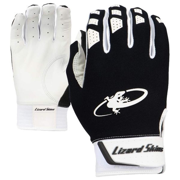 Lizard Skins Komodo V2 Adult Baseball Batting Gloves (Jet Black, Large)