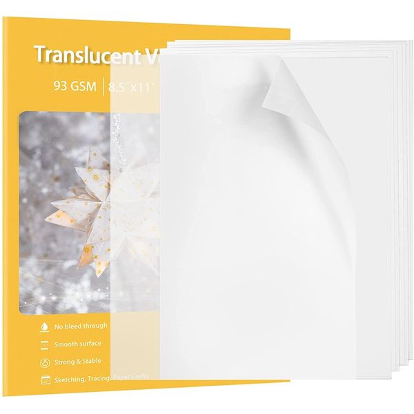 Vellum Paper Translucent Printable 110 Sheets 8.5x11 Inches for Wedding Invitations,Scrapbook Project (8.5x11 Inches, 93GSM/63LBS)