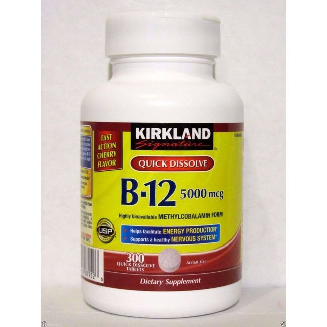 Kirkland Signature Quick Dissolve B-12 5000 mcg 300 Tablets, Methylcobalamin