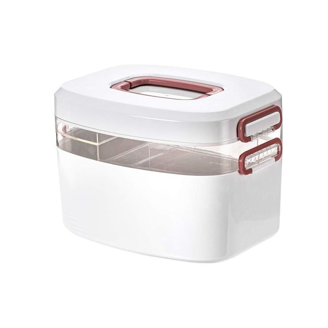 Poeland Multi Purpose Portable Medicine Storage Box Makeup Organizer - Red