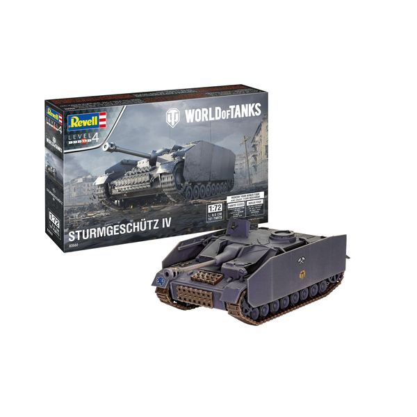 Revell World of Tanks Game 03502 Sturmgeschütz IV 1:72 Scale Plastic Model kit, Unvarnished