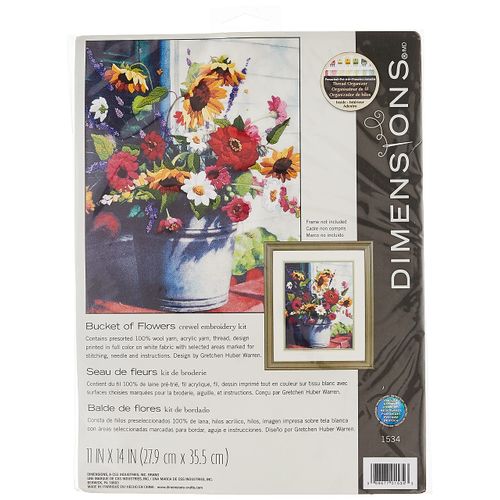 Dimensions Bucket of Flowers Crewel Embroidery Kit, 11'' W x 14'' H