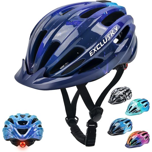 Exclusky Bicycle Helmet, Children, Lightweight Helmet, Bicycle, Cycling Helmet, Breathable, 3D Protective Cushion, Washable, Adjustable, 19.7 - 22.4 inches (50 - 57 cm), Toddler, Elementary School