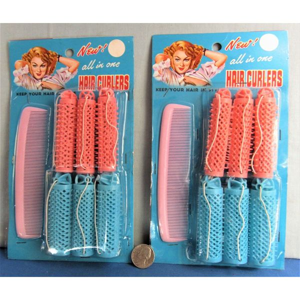 1960’s Hair Curler Sets ~  Blister Card with Vargas Pin-Up NIB