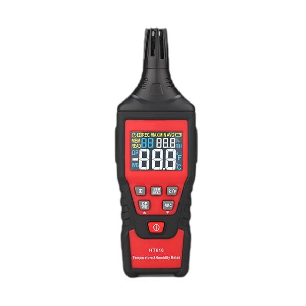 ThreeH Temperatur-Feuchtigkeitsmessgerät Vollansicht Farbbildschirm Thermohygrometer Datenspeicher ℃/℉ Schalter Relative Luftfeuchtigkeit Min Max Hold Durchschnittsberechnung