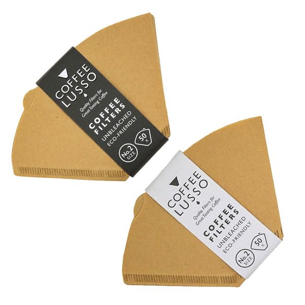 Size 2/No.2/1x2 Coffee Filter Papers by COFFEE LUSSO, Cone Shaped, Unbleached, Eco Friendly (100)