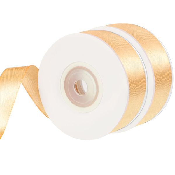 2 Rollen Geschenkband Gold, 2 cm x 22 m Schleifenband Gold Satinband Hochzeit Goldenes Dekoband für Geschenkverpackung Blumenstrauß Kuchendekoration Hochzeitsfeier
