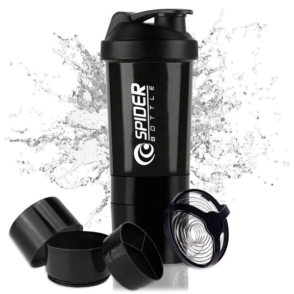 500ml Protein Mixer Bottle, Protein Shakes Bottle, Protein Shaker Protein Shaker Protein Shaker Sports Water Bottle Protein Cup (BLACK)