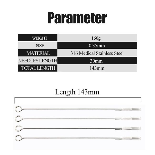 50PCS/box Disposable Sterile Tattoo Needles 0.35MM Round Liner