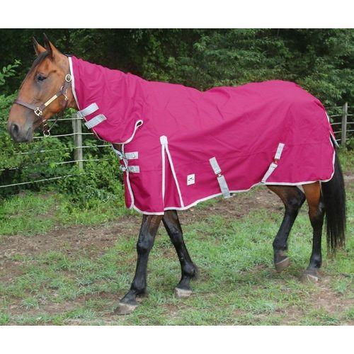 Rugged Ride Red 1200D Waterproof Halter Neck Turnout Sheet for Horse