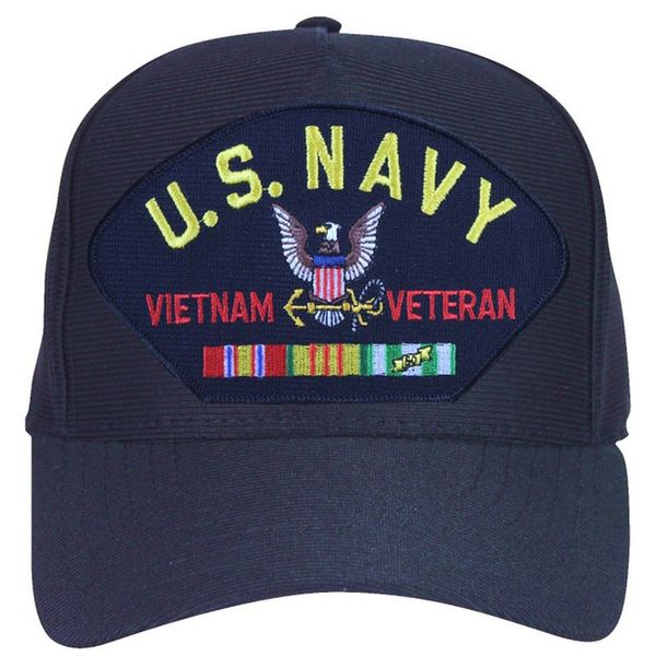 U.S. Navy Vietnam Veteran Cap with Logo and Ribbons Ball Cap. Made in USA