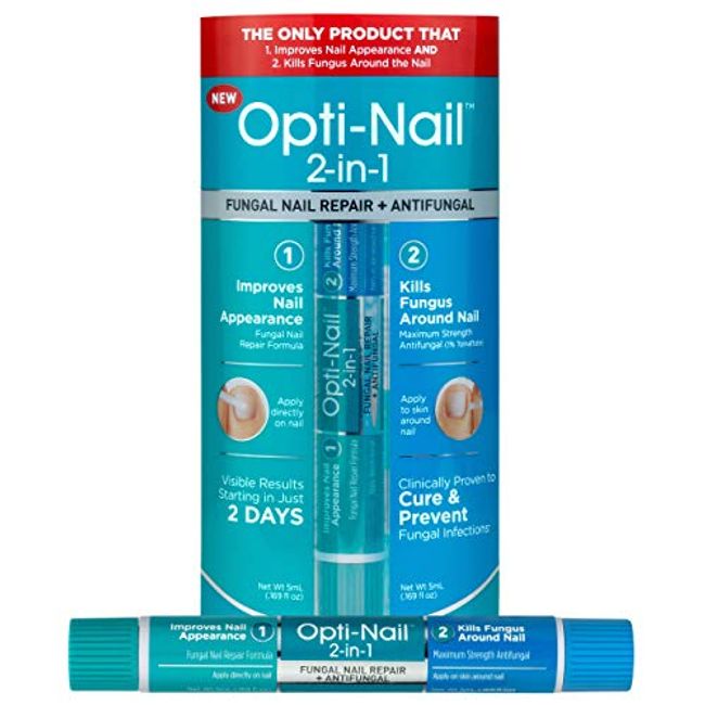 Opti-Nail 2-in-1 Fungal Nail Repair Plus Antifungal, Improves Nail Appearance and Kills Fungus Around Nail.