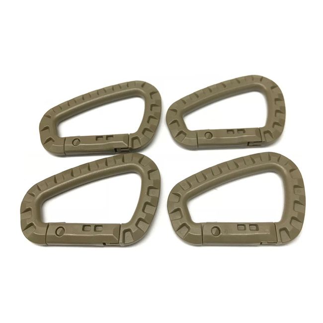 Rebias NS-MILI-CARA4-BE Tactical D-Shaped Accessory Keychain Hook Lock Military Carabiner Set of 4