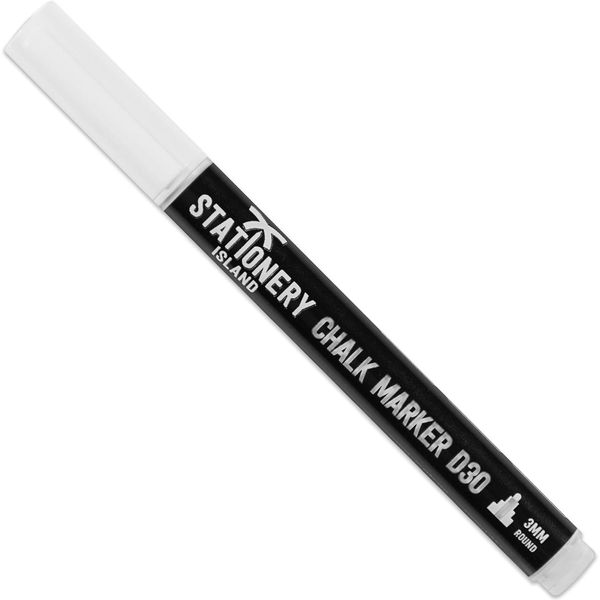 STATIONERY ISLAND Chalk Pen White, Chalk Marker for Blackboard, Erasable Liquid Chalk Pen, Marker Pen Wipeable for Chalkboard, Window, Glass and Mirror (3mm Bullet Nib)