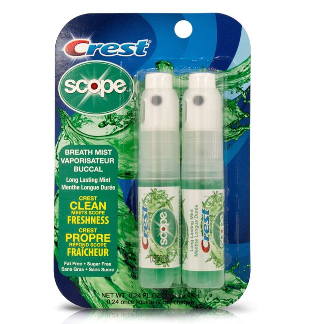 Crest Breath Mist With Scope Long Lasting Mint 2 7mL Bottles