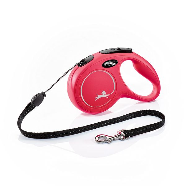 Flexi New Classic Cord Red Medium 5m Retractable Dog Leash/Lead for dogs up to 20kgs/44lbs