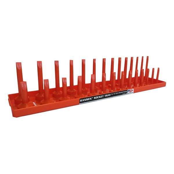 Hansen Global Hansen 1205 1/2" Drive Standard Regular & Deep Socket Holder - Orange