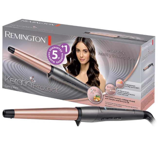 Remington Saç Maşası Keratin Protect , Konik, Yüksek Kaliteli Grip-Tech Seramik Kaplama, Gri/Pembe Altın, Ci83V6