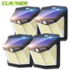 4Pack CLAONER Solar Power 128 LED Lights PIR Motion Sensor Outdoor Security Lamp