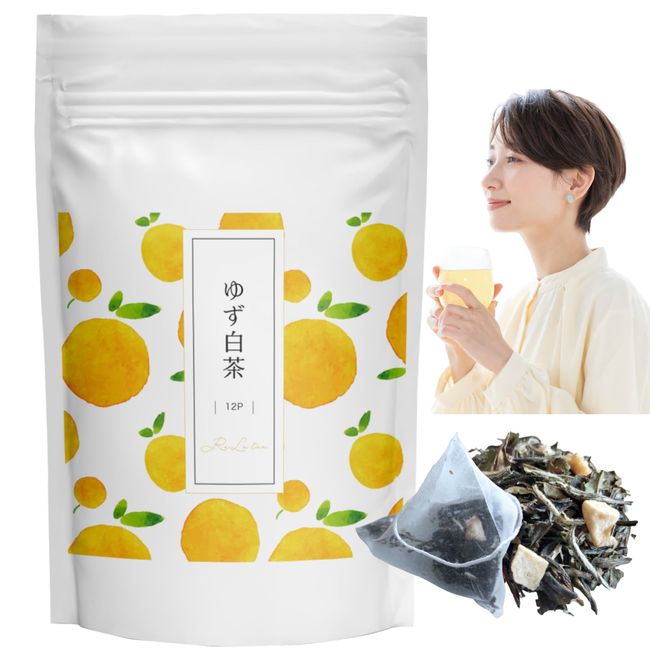 ReLa tea White Tea, Yuzu White Tea, Beauty Tea, Fujian White Tea, Great for Skin & Relaxation, Cultivated Without Pesticides, Aged for One Year, Chinese Tea Bag (12)