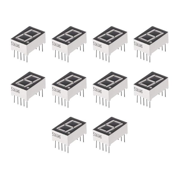 sourcing map Display Digital Tube Module 1 Bit Common Cathode Red LED 10pcs