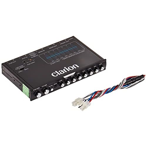 Clarion EQS755 7-Band Car Audio Graphic Equalizer with Front 3.5mm Auxiliary Input, Rear RCA Auxiliary Input and High Level Speaker Inputs, BLACK
