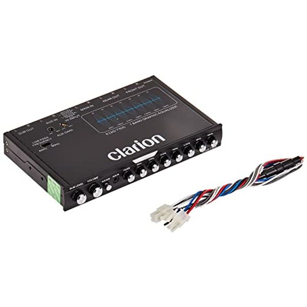 Clarion EQS755 7-Band Car Audio Graphic Equalizer with Front 3.5mm Auxiliary Input, Rear RCA Auxiliary Input and High Level Speaker Inputs, BLACK