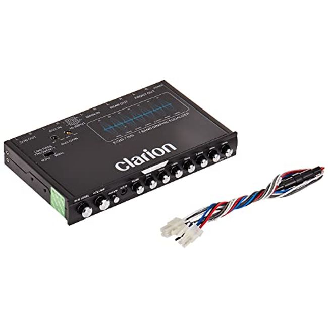 Clarion EQS755 7-Band Car Audio Graphic Equalizer with Front 3.5mm Auxiliary Input, Rear RCA Auxiliary Input and High Level Speaker Inputs, BLACK