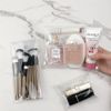 Natiform 3Pcs Pvc Clear Button Case Pencil Bag Toiletry Pen, CLEAR, Modern
