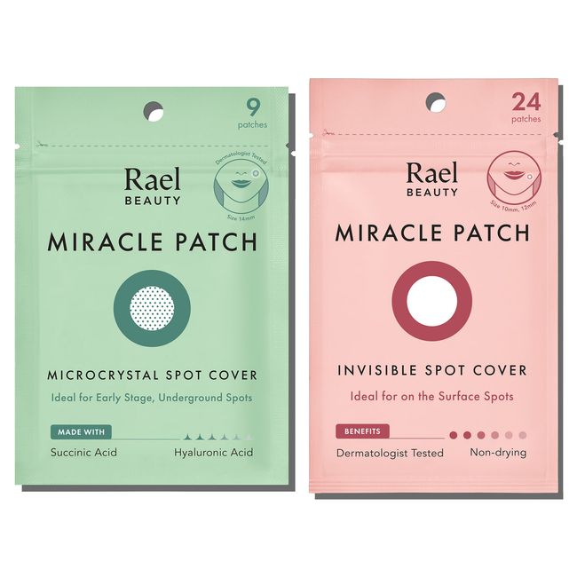 Rael Hydrocolloid Pimple Patches, Miracle Invisible Spot & Microcrystal Bundle