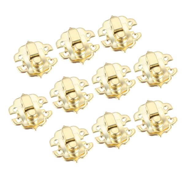 10 x Vintage Box Latch Hasp 30 x 30mm Jewelry Boxes Lock Clasp Metal Delicate Tiny Catch for Little Wooden Cases, Gold