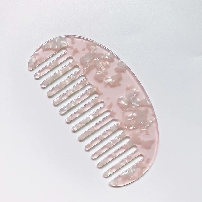 1Pc Brown Black Wide Tooth Hair Comb Marble Leopard Acetate Teeth Comb for Women Girls Anti-Static Detangling Hairbrush, Hair Care