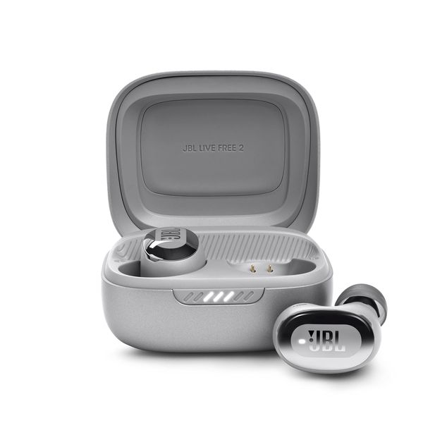 JBL LIVE FREE 2 Wireless Earbuds Bluetooth Multi-point Hybrid Noise Cancelling IPX5 Wireless Charging Compatible Silver JBLLIVEFREE2TWSSIL