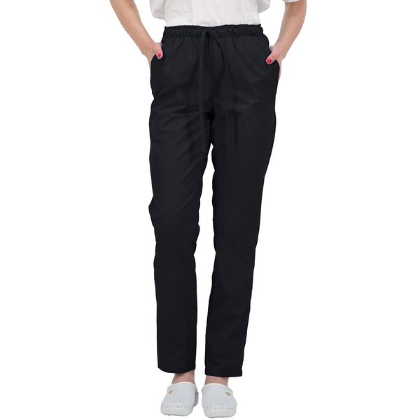 B-well Alessi Medical Slip-On Work Trousers, Multi-Pockets, Unisex with Elastic Waistband and Back Pockets, Hospital Uniform Trousers with Medium Waist and Elasticated Waistband, black