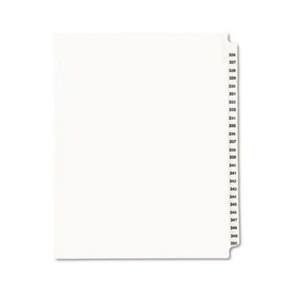 Avery Products - Avery - Avery-Style Legal Side Tab Divider, Title: 326-350, Letter, White, 1 Set - Sold As 1 Set - Rip Proof reinforced, dual-sided, laminated tabs make it easy to organize your information. - Unpunched binding edge fits practically any b