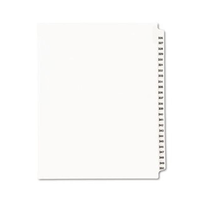 Avery Products - Avery - Avery-Style Legal Side Tab Divider, Title: 326-350, Letter, White, 1 Set - Sold As 1 Set - Rip Proof reinforced, dual-sided, laminated tabs make it easy to organize your information. - Unpunched binding edge fits practically any b