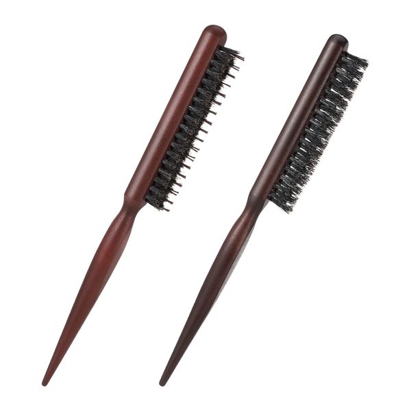 tao pipe 2 Stück Wildschweinborsten Bürste,Haarbürste Toupierbürste,Sleek Bun Bürste,Teasing Hair Brush Boar Bristle Brush Tail Comb Naturhaarbürste for Haar Bart,Reduces Hair Breakage