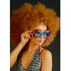 Struts Womens 70s Disco Babe Large Red and Blue Glasses