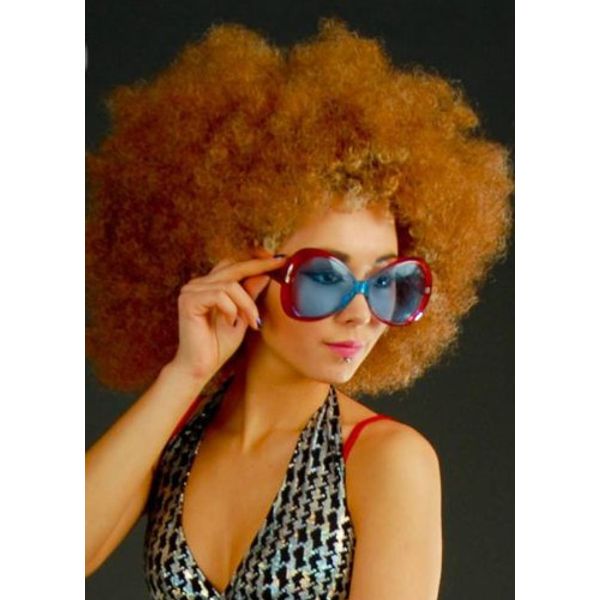 Struts Womens 70s Disco Babe Large Red and Blue Glasses
